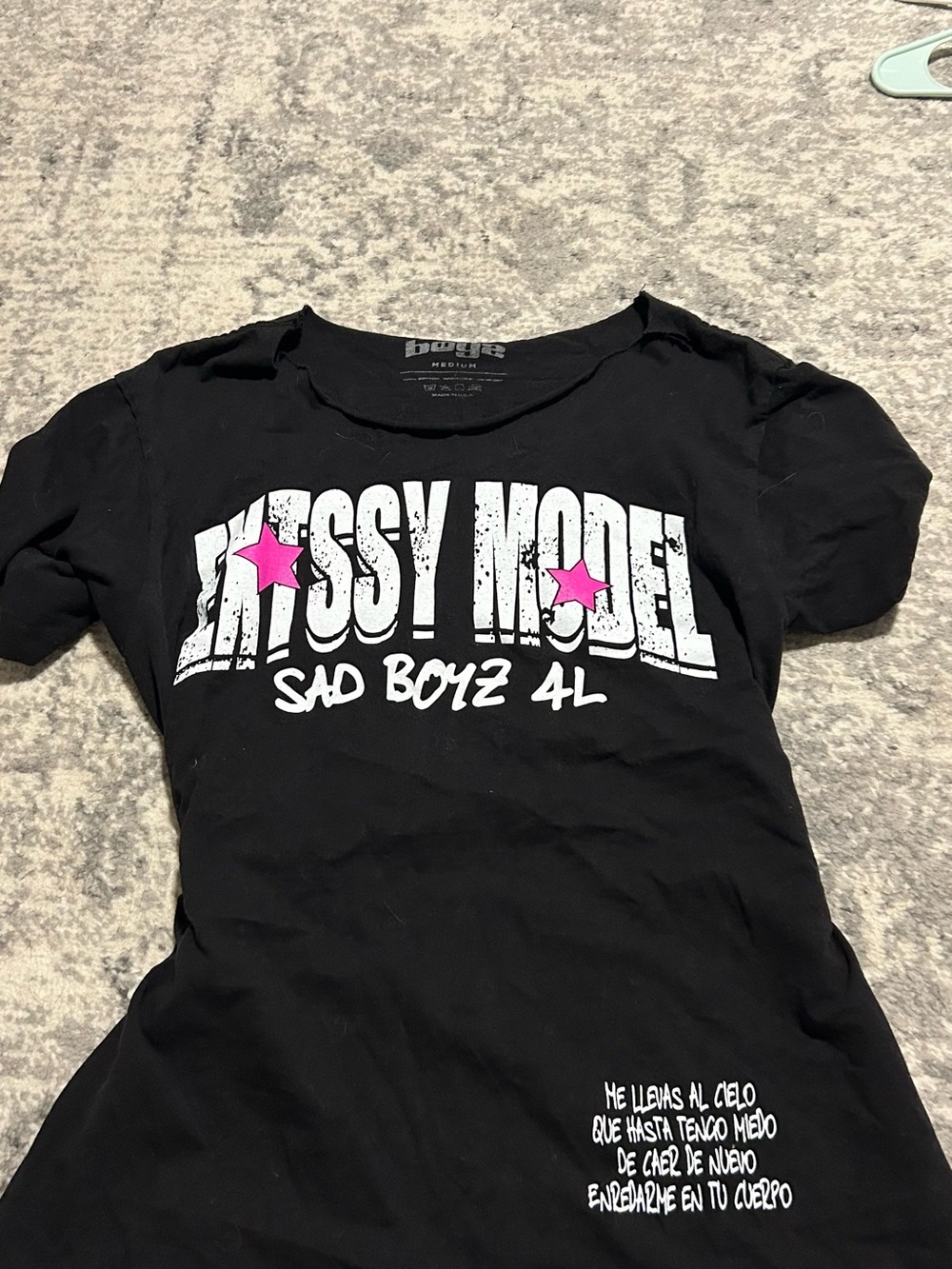 Zumiez Black Graphic "Kissy Model" Tee with Pink Stars
